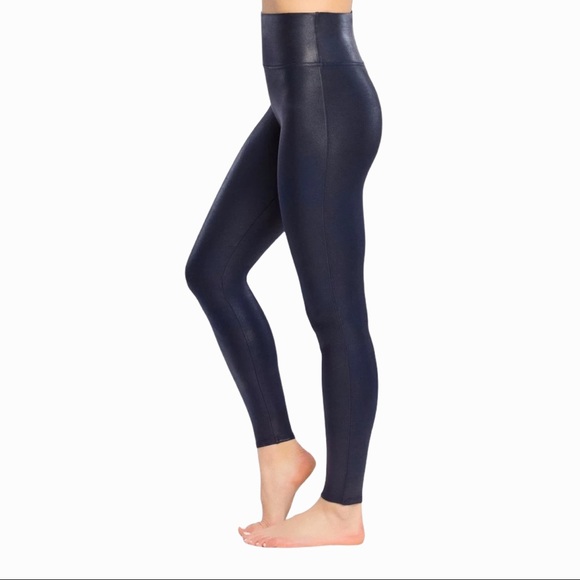 Spanx Faux Leather Leggings in Color Midnight Blue - Picture 2 of 5